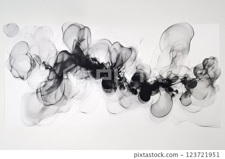 Abstract black and white art formation displayed on a gallery wall in a contemporary setting Abstract black and white art formation displayed on a gallery wall in a contemporary setting 123721951