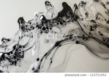 Abstract black and white art formation displayed on a gallery wall in a contemporary setting Abstract black and white art formation displayed on a gallery wall in a contemporary setting 123721952