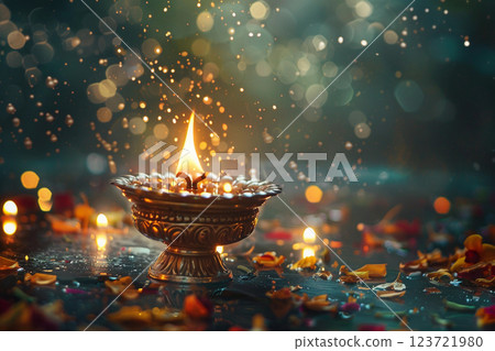 Greeting card with holiday composition for happy Akshaya Tritiya 123721980