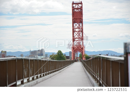 Lift bridge, a tourist attraction in Okawa City, Fukuoka Prefecture Lift bridge, a tourist attraction in Okawa City, Fukuoka Prefecture 123722531