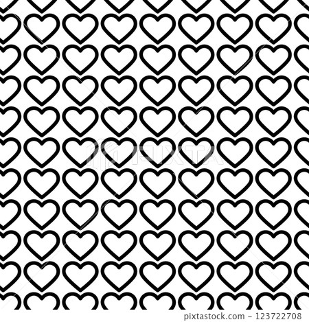 Outline black hearts shapes Seamless pattern. Valentines Day Black or White Day Background concept Outline black hearts shapes Seamless pattern. Valentines Day Black or White Day Background concept 123722708