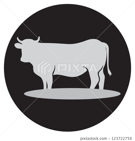Cow graphic icon. Cow black silhouette isolated on white background. Vector illustratio 123722758