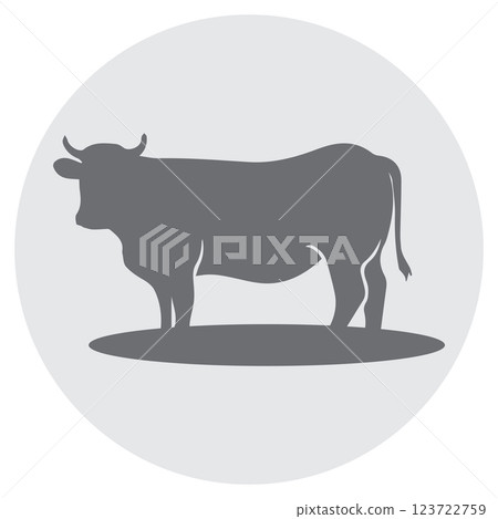 Cow graphic icon. Cow black silhouette isolated on white background. Vector illustratio Cow graphic icon. Cow black silhouette isolated on white background. Vector illustratio 123722759