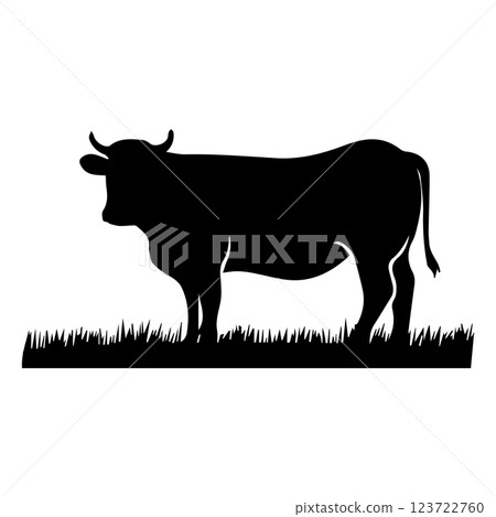 Cow graphic icon. Cow black silhouette isolated on white background. Vector illustratio 123722760