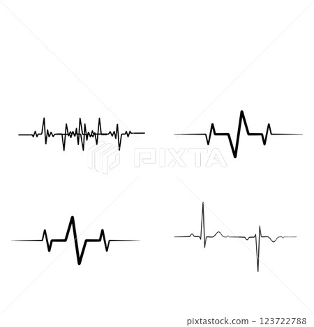 Black heartbeat icon. Vector illustration. Heartbeat sign in flat design 123722788