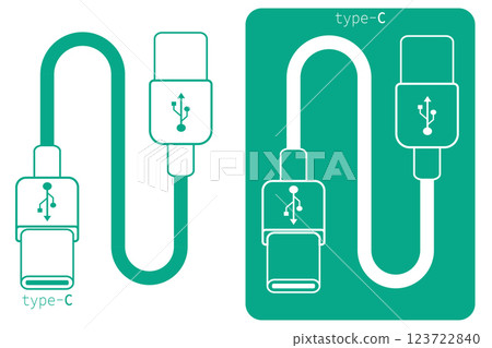 Detailed vector illustration of USB Type C cable and connector design for technology applications 123722840