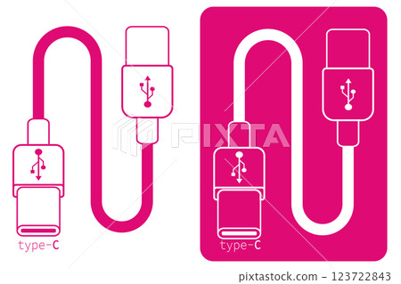 USB Type C wire and cable vector icons set with clear design and usability features USB Type C wire and cable vector icons set with clear design and usability features 123722843