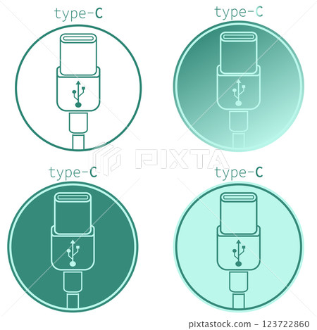 Vector set of USB Type C icons showcasing various designs and features Vector set of USB Type C icons showcasing various designs and features 123722860