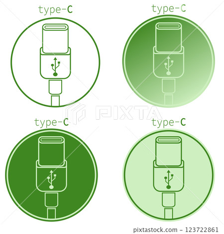 High-quality vector set of USB Type-C icons in various shades of green for digital design use High-quality vector set of USB Type-C icons in various shades of green for digital design use 123722861