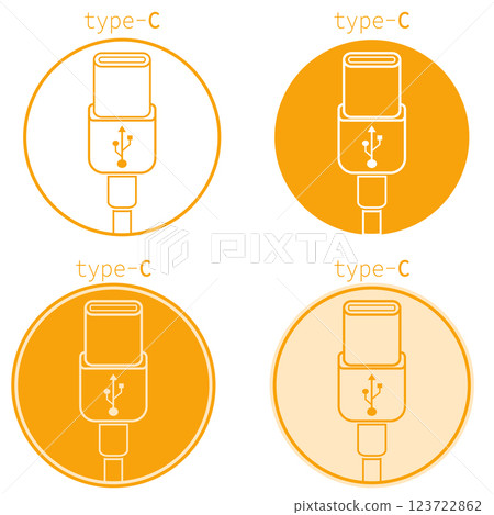 USB Type-C icons in a vector set showcasing cable designs and styles 123722862