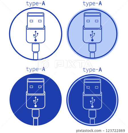 Various designs of USB Type A icons presented in a clean vector format for clarity and usability Various designs of USB Type A icons presented in a clean vector format for clarity and usability 123722869