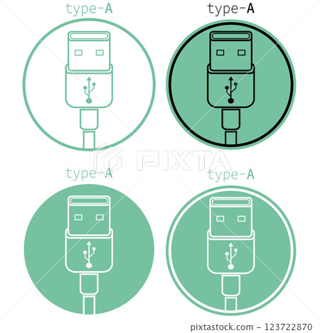 USB A type icons in vector format showcasing different designs and colors suitable for digital use USB A type icons in vector format showcasing different designs and colors suitable for digital use 123722870
