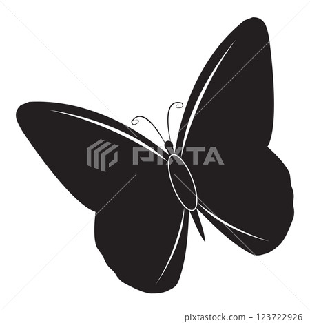 Butterflies silhouette black background on white Background 123722926