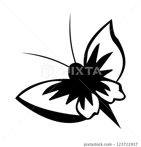 Butterflies silhouette black background on white Background 123722937