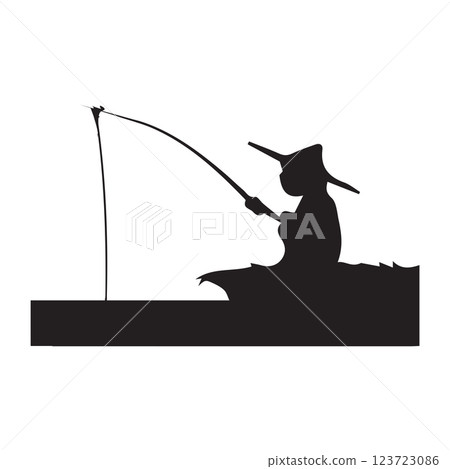 Fishing, river icon vector illustration in stamp style 123723086