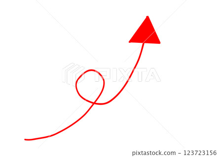 A hand-drawn thin red arrow rotating A hand-drawn thin red arrow rotating 123723156
