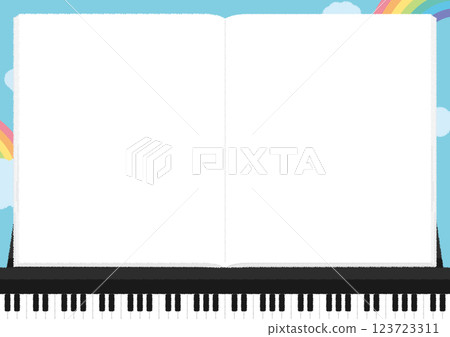 Keyboard and notes background material 123723311