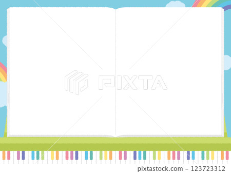 Keyboard and notes background material 123723312