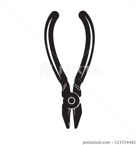Diagonal pliers icon.Flat silhouette version. 123724485