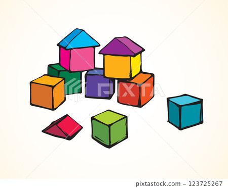 Children's cubes. Vector drawing 123725267