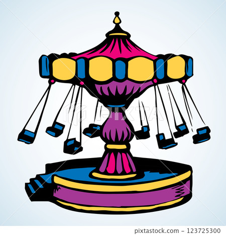 Attraction carousel. Vector doodle symbol Attraction carousel. Vector doodle symbol 123725300