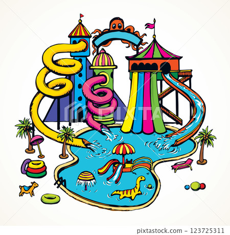 Aquapark. Vector drawing 123725311