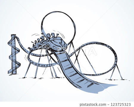 Roller coaster. Vector drawing icon 123725323