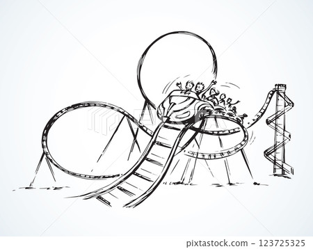Roller coaster. Vector drawing 123725325