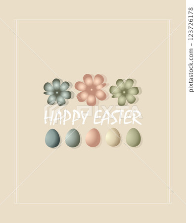 Charming Easter Design with Flowers and Eggs 123726178