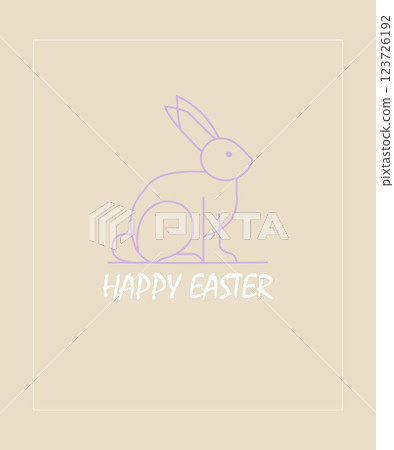 Minimalist Happy Easter Design Featuring a Simple Outline of a Bunny 123726192