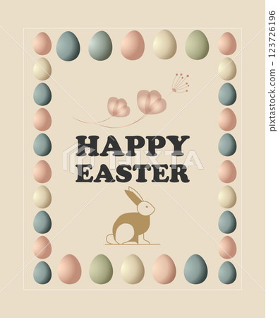 Elegant Easter Design Featuring Eggs and a Bunny 123726196