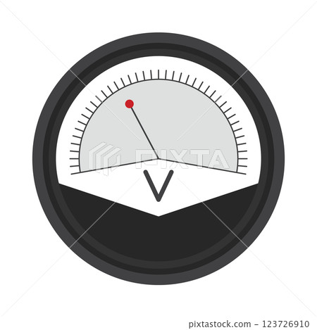 Voltmeter for electrochemical cell. Voltage measurement on chemical energy change into electrical energy. Scientific vector illustration isolated on white background 123726910