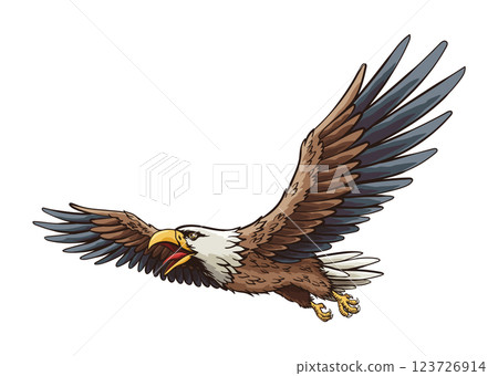 American eagle, national symbol. American colorful proud eagle on white background. Vector design illustration 123726914