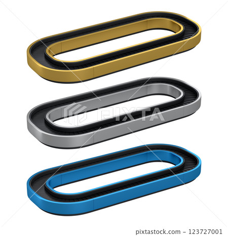 Set of Airport luggage conveyor belt from baggage claim area isolated on white background. 3d render of travel vacation concept. Set of Airport luggage conveyor belt from baggage claim area isolated on white background. 3d render of travel vacation concept. 123727001
