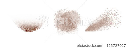 Chocolate and coffee powder, scattered cocoa on a light background. Particles of earth and dust. Brown sand texture.Top view of the cake. Chocolate and coffee powder, scattered cocoa on a light background. Particles of earth and dust. Brown sand texture.Top view of the cake. 123727027