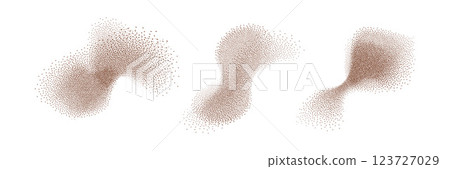 Chocolate and coffee powder, scattered cocoa on a light background. Particles of earth and dust. Brown sand texture.Top view of the cake. 123727029