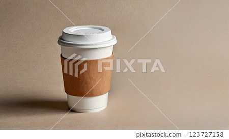Generic paper cup with plastic lid, front view. Coffee to go, mock up Generic paper cup with plastic lid, front view. Coffee to go, mock up 123727158