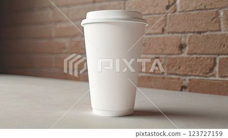Generic paper cup with plastic lid, front view. Coffee to go, mock up Generic paper cup with plastic lid, front view. Coffee to go, mock up 123727159