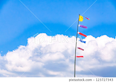 A small carp streamer swimming in the sky 2 A small carp streamer swimming in the sky 2 123727343