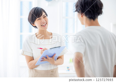 Men receiving counseling Men receiving counseling 123727693