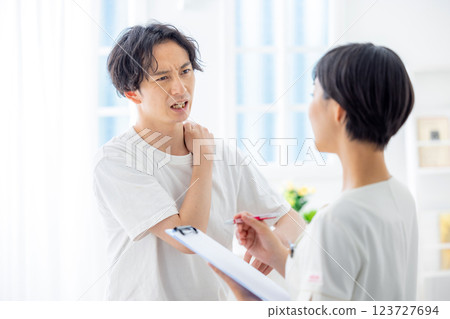 Men receiving counseling Men receiving counseling 123727694