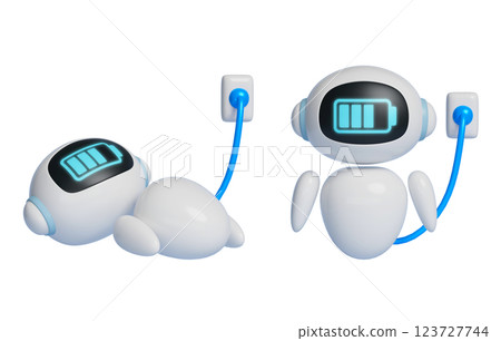 Charging AI Robot Character 3D Graphics 123727744