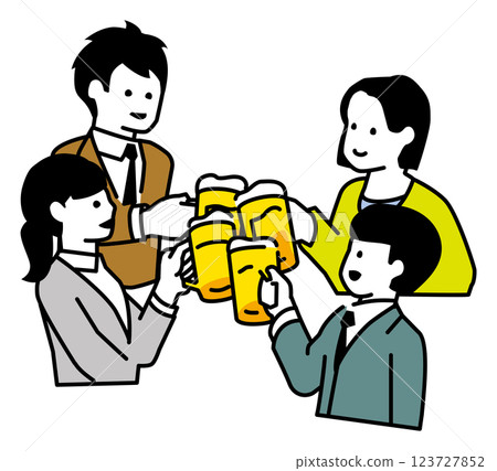 四人敬酒的插圖 123727852