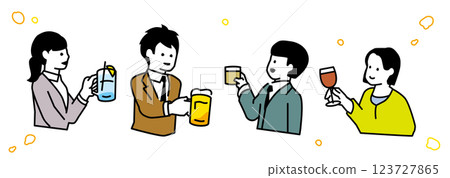 插圖組的人喝酒 插圖組的人喝酒 123727865