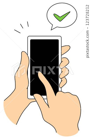 Illustration of a man using a smartphone 123728212