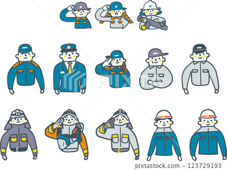 Stock illustration material of the firefighting job we admire 123729193