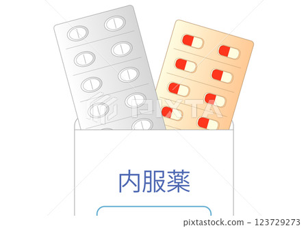 Simple illustration of medicine and medicine bag 123729273