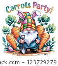 Playful Easter Gnome with Bunny Hat and Carrots Party Delight 123729279