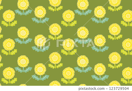 Dandelion seamless pattern 1 (yellow-green background) 123729504