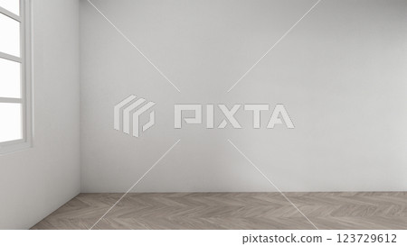 Scene to show products Empty room white on wooden floor interior design.3D rendering 123729612